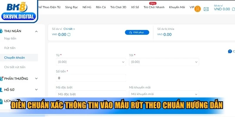 Điền chuẩn xác thông tin vào mẫu rút theo chuẩn hướng dẫn