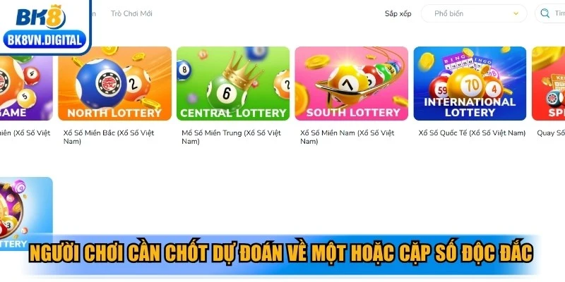 Người chơi cần chốt dự đoán về một hoặc nhiều cặp số độc đắc